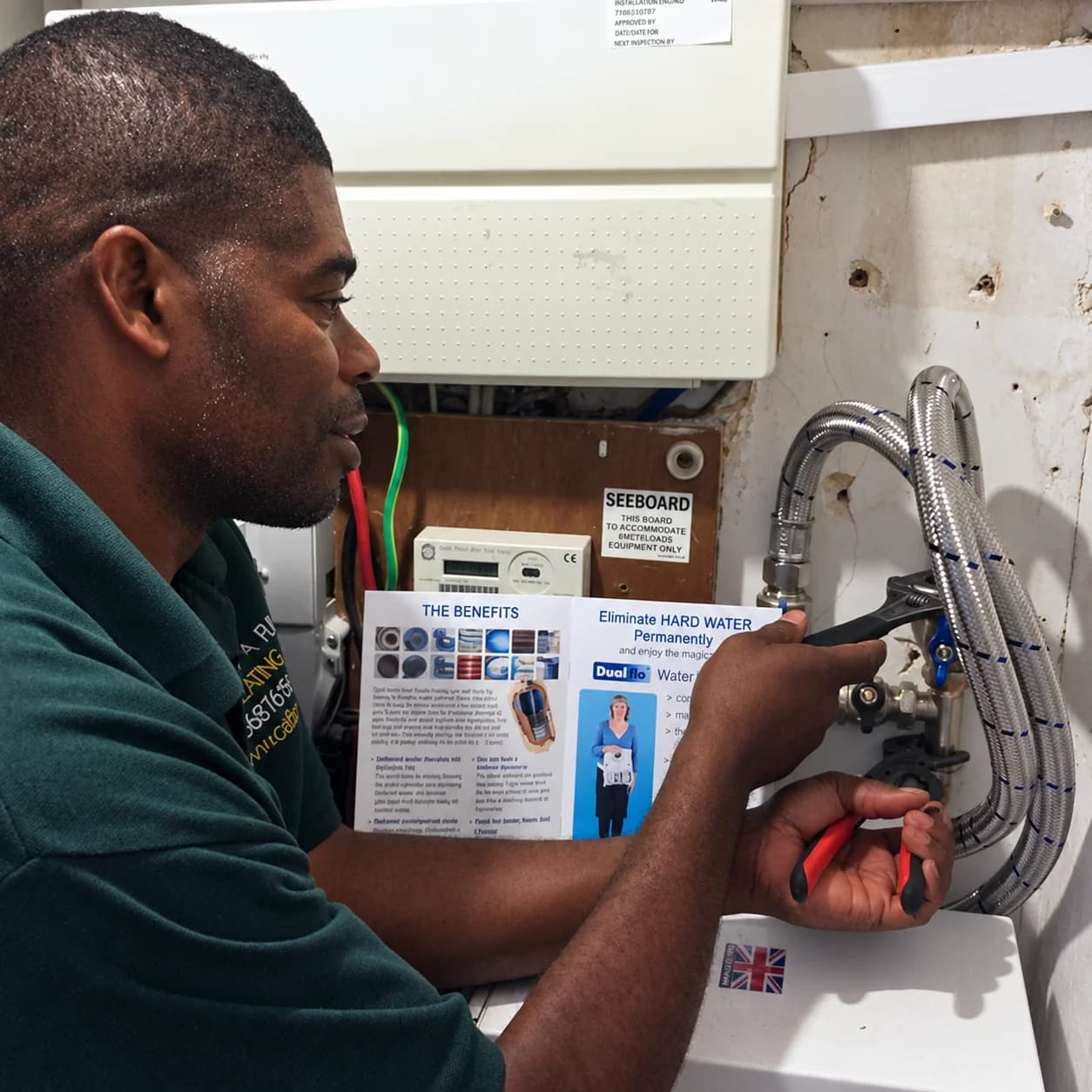 Carlton Fuller working on plumbing connections